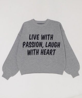 WEGO レタリングニットプルオーバー 杢グレー