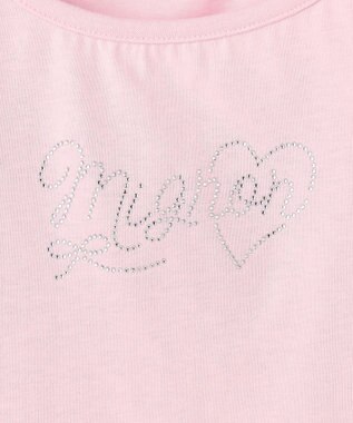 ANY KIDS 【綿100%】肩リボン×ラインストーンロゴ 半袖Tシャツ ピンク