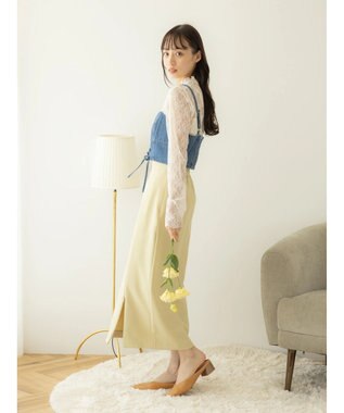 earth music&ecology レースアップデニムビスチェ Indigo