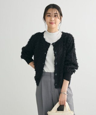 Green Parks フリンジニットカーディガン Black