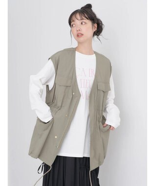 earth music&ecology ドロストコードジレ Khaki