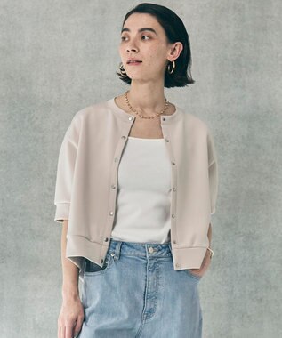 UNFILO BEAUTY FORM JERSEY light スナップカーディガン グレージュ