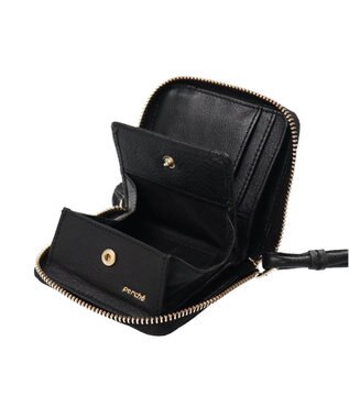 UNBILLION ペルケ perche / ドット型押しパームフィットストラップウォレット ブラック