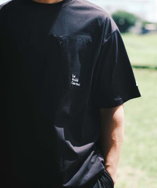 SHARE PARK MENS 【UVカット・吸水速乾・ストレッチ・軽量 】バックプリントポケットTシャツ（L・XLサイズ） ブラック系