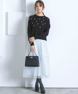 組曲 ベルトデザインスクエアショルダーバッグ ブラック系