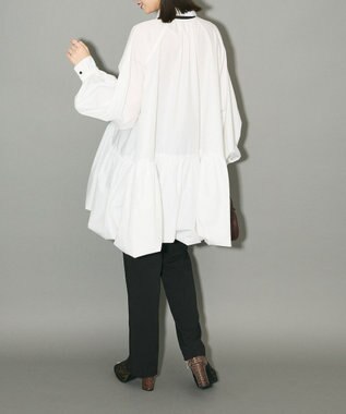 Green Parks ボウタイリボン付裾バルーンシャツワンピースⅡ Off White