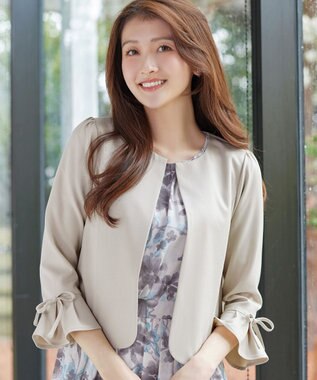 Tiaclasse リボン袖ジャレロ グレージュ