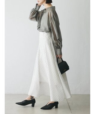 Green Parks AnriettMusee ドットフレアーロングスカート Off White