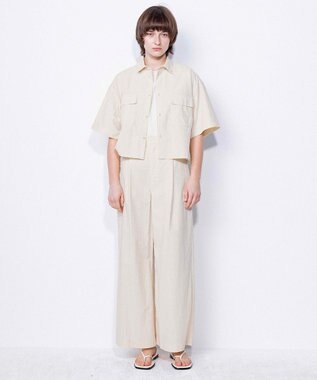 NAVE 【ReNAVE・洗える/撥水加工/接触冷感/UVケア/セットアップ】ナイロンタスラン ワイドパンツ アイボリー系