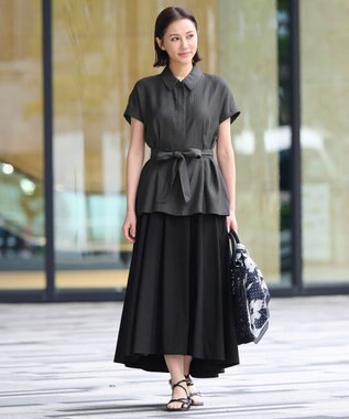 自由区 シルクコットンプリント スカーフ ブラック系