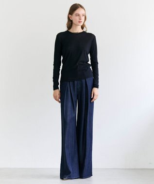 BEIGE， 【洗える】SORE / コットンシアークルーネックカットソー Navy