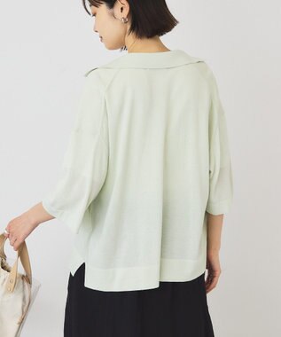 AMERICAN HOLIC 襟付き5分袖ニットカーディガン Mint