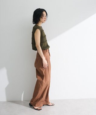 Green Parks ・ＳＵＧＡＲ　ＳＰＯＯＮ　フリルレースノースリーブ Khaki