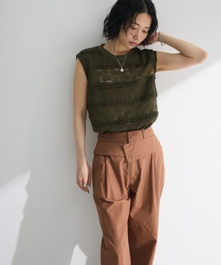 Green Parks ・ＳＵＧＡＲ　ＳＰＯＯＮ　フリルレースノースリーブ Khaki