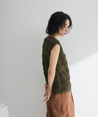 Green Parks ・ＳＵＧＡＲ　ＳＰＯＯＮ　フリルレースノースリーブ Khaki