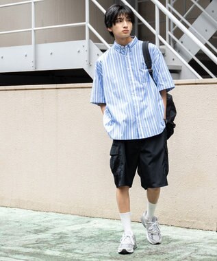 WEGO 【ウエストゴム/手洗い可】ワイドカーゴショーツ ブラック