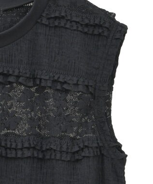 Green Parks ・ＳＵＧＡＲ　ＳＰＯＯＮ　フリルレースノースリーブ Black