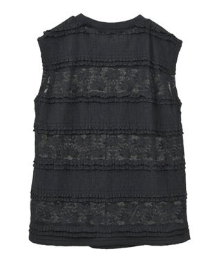 Green Parks ・ＳＵＧＡＲ　ＳＰＯＯＮ　フリルレースノースリーブ Black