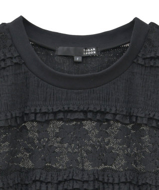 Green Parks ・ＳＵＧＡＲ　ＳＰＯＯＮ　フリルレースノースリーブ Black