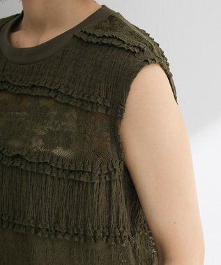 Green Parks ・ＳＵＧＡＲ　ＳＰＯＯＮ　フリルレースノースリーブ Khaki