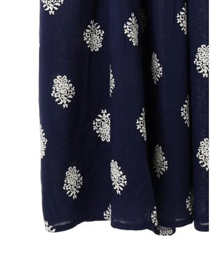 CRAFT STANDARD BOUTIQUE インド綿混フラワーモチーフワンピース Navy