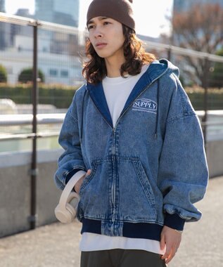 WEGO フードブルゾン デニム淡加工色