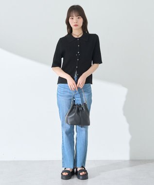 earth music&ecology 【予約】リブニットカーディガン ブラック