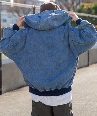 WEGO フードブルゾン デニム淡加工色