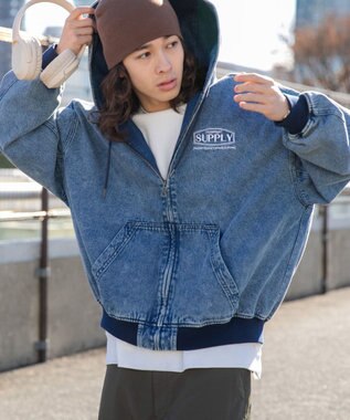 WEGO フードブルゾン デニム淡加工色