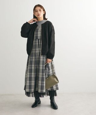 Green Parks ノーカラータックスウェード調ブルゾン Black