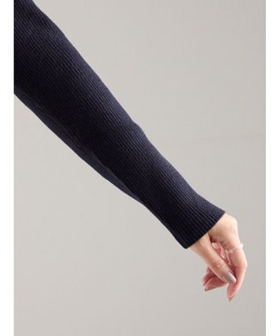 Te chichi ウェーブメタル釦Vネックリブカーディガン ネイビー