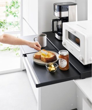 tower キッチン家電下スライドテーブル タワー W80 ブラック ブラック