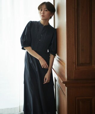 #Newans 【洗える】ピンタックベストコンビワンピース ネイビー系