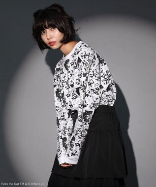 Green Parks ■ＦＥＬＩＸ　総柄ｐｔ　ロンＴＥＥ White×Black