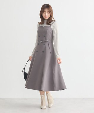 earth music&ecology トレンチ風キャミワンピース Dark Gray