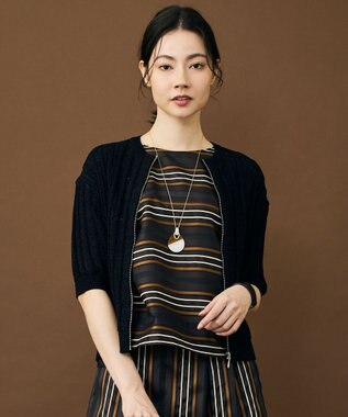 自由区 S ストライプパターンジップ ニット