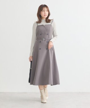 earth music&ecology トレンチ風キャミワンピース Dark Gray