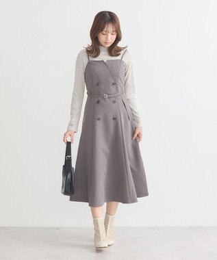 earth music&ecology トレンチ風キャミワンピース Dark Gray