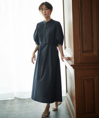 #Newans 【洗える】ピンタックベストコンビワンピース ネイビー系