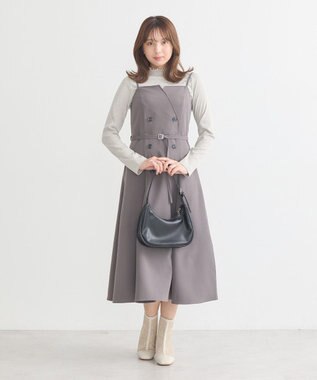 earth music&ecology トレンチ風キャミワンピース Dark Gray