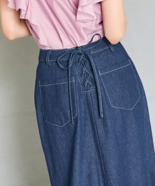 Feroux レースアップマーメイド スカート ネイビー系