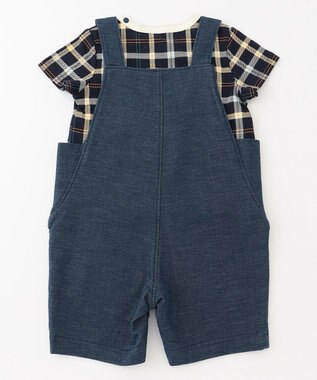 組曲 KIDS 【80-90cm】Check 半袖オーバーオール ネイビー系5