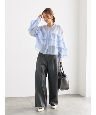 Te chichi シアーフリルティアードブラウス サックスブルー