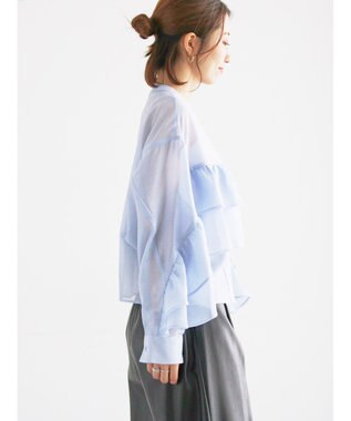 Te chichi シアーフリルティアードブラウス サックスブルー