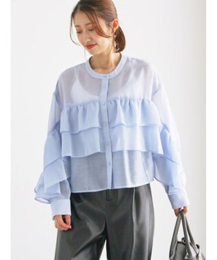 Te chichi シアーフリルティアードブラウス サックスブルー