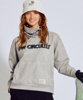 PW CIRCULUS 2025 NEW！【手洗い洗濯可】【WOMEN】キャットグラフィック スエードライク デタッチャブルフーディ ゴルフウェア レディース グレー系