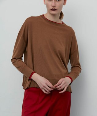 BEIGE， 【S-size】LA MONNAIE / クルーネックニット Red×Camel