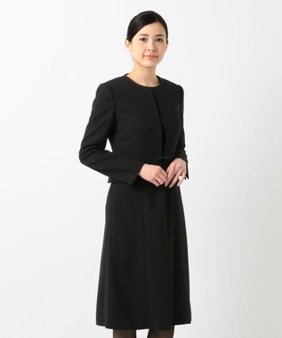 組曲 NOIR 【洗える】ウォッシャブルストレッチバーズアイ　ジャケット＋ワンピース ブラック系
