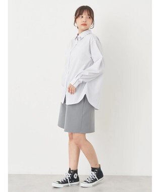 earth music&ecology ワンポイントロゴシャツ Stripe Gray