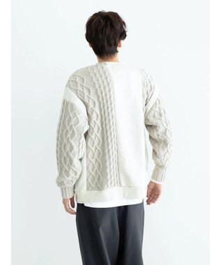 CRAFT STANDARD BOUTIQUE ケーブルニット切り替え裏起毛スウェット Oatmeal